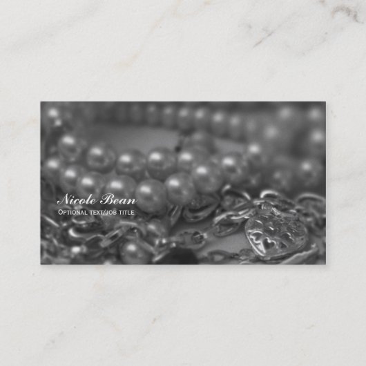 ヴィンテージブラック&ホワイトエレガントパールシック結婚ズ 名刺 (正面)