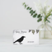 ヴィンテージブラック&ホワイトクロウシルエットタトゥー 名刺 (スタンド正面)