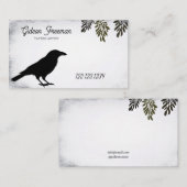 ヴィンテージブラック&ホワイトクロウシルエットタトゥー 名刺 (正面/裏面)