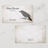 ヴィンテージブラック&ホワイトクロウタトゥーアーティスト 名刺 (正面/裏面)