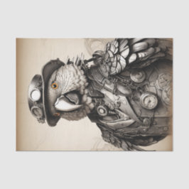 ヴィンテージブラック&ホワイトスチームパンクパロット 薄葉紙