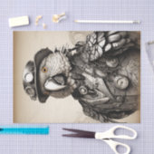 ヴィンテージブラック&ホワイトスチームパンクパロット 薄葉紙 (クラフト)