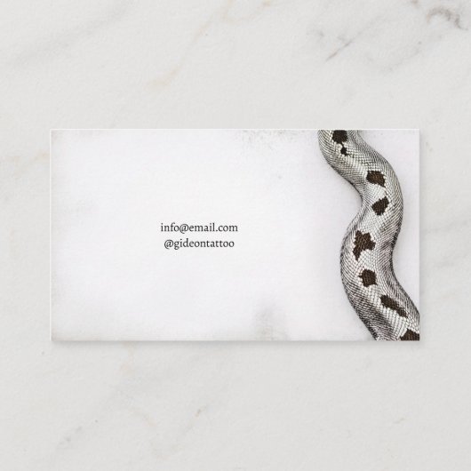 ヴィンテージブラック&ホワイトスネークタトゥーアーティスト 名刺 (裏面)
