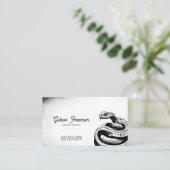 ヴィンテージブラック&ホワイトスネークタトゥーショップ 名刺 (スタンド正面)