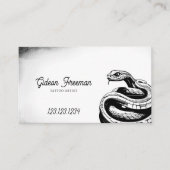 ヴィンテージブラック&ホワイトスネークタトゥーショップ 名刺 (正面)