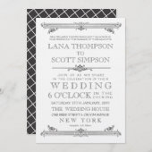 ヴィンテージブラック&ホワイトタイポグラフィウェディング招待 招待状 (正面/裏面)