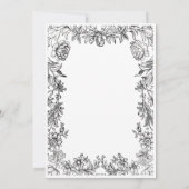 ヴィンテージブラック&ホワイトタペストリー結婚フローラ 招待状 (裏面)