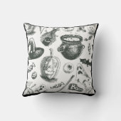 ヴィンテージブラック&ホワイトハロウィーンパターン クッション (裏面)