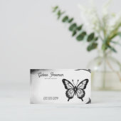 ヴィンテージブラック&ホワイトバタフライタトゥーアーティスト 名刺 (スタンド正面)