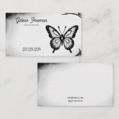 ヴィンテージブラック&ホワイトバタフライタトゥーアーティスト 名刺 (正面/裏面)