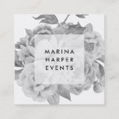 ヴィンテージブラック&ホワイトフローラスクエア スクエア名刺 (正面)