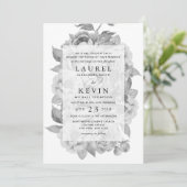 ヴィンテージブラック&ホワイトフローラ結婚式招待状 招待状 (スタンド正面)