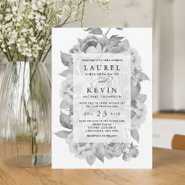 ヴィンテージブラック&ホワイトフローラ結婚式招待状 招待状