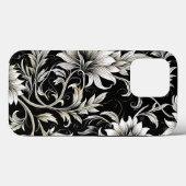 ヴィンテージブラック&ホワイトフローラ Case-Mate iPhoneケース (裏面 (横))