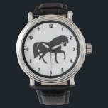 ヴィンテージブラック&ホワイトホースのシルエット 腕時計<br><div class="desc">馬もしが好きで白黒が好きなんだよこの時計は！自カスタマイズ自の選択でウォッチスタイル、または名前やイニシャルを追加する。</div>