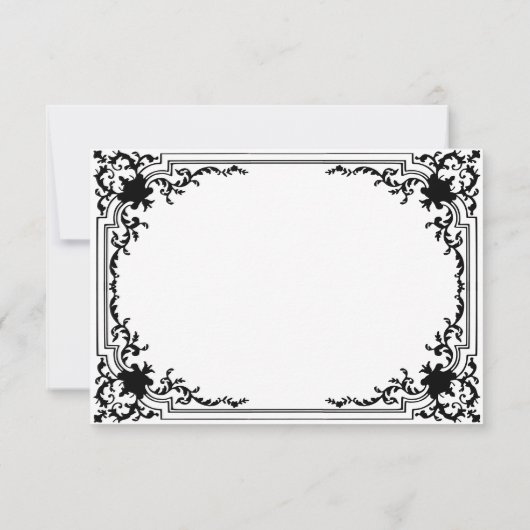 ヴィンテージブラック&ホワイトモノクロエレガントな結婚式 出欠カード (裏面)