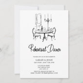 ヴィンテージブラック&ホワイトリハーサルディナー結婚ズ 招待状 (正面)