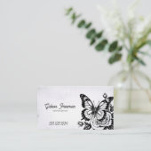 ヴィンテージブラック&ホワイトローズバタフライタトゥーアーティスト 名刺 (スタンド正面)