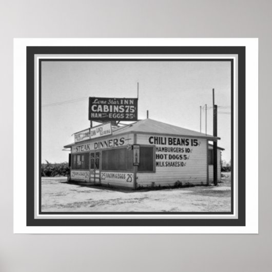 ヴィンテージブラック/ホワイトロードサイドカフェポスター16 x 20 ポスター (正面)