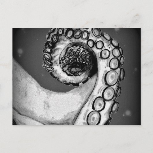 ヴィンテージブラック&ホワイト航海のタコ触手 ポストカード (正面)