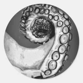 ヴィンテージブラック&ホワイト航海のタコ触手 ラウンドシール