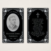 ヴィンテージブラック&ホワイト葬儀記念祈りの言葉カード (正面&裏面)