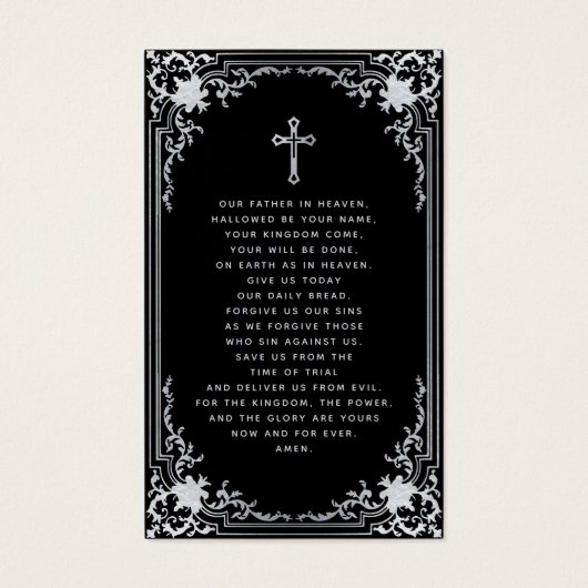 ヴィンテージブラック&ホワイト葬儀記念祈りの言葉カード (裏面)