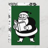 ヴィンテージブラック&ホワイト読ズサンタグリーンギフトラベル シーズンカード (正面/裏面)