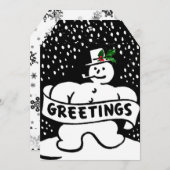 ヴィンテージブラック&ホワイト雪だるまジャイアントギフトラベル (正面/裏面)