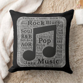 ヴィンテージブラック&ホワイト音楽ジャンル クッション (ブランケット)