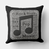 ヴィンテージブラック&ホワイト音楽ジャンル クッション (裏面)
