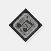 ヴィンテージブラック&ホワイト音楽ジャンル スタンダードカクテルナプキン (角)