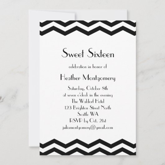 ヴィンテージブラック&ホワイト1920のSweet sixteen招待状 招待状 (正面)