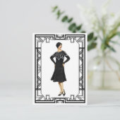 ヴィンテージブラック&ホワイト1930sセータードレス ポストカード (スタンド正面)