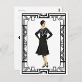 ヴィンテージブラック&ホワイト1930sセータードレス ポストカード (正面/裏面)