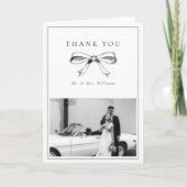 ヴィンテージブラック・ボウ氏ミセス・フォト・フォールド結婚ズ サンキューカード (正面)