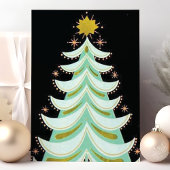 ヴィンテージブラック&ミントグリーンレトロクリスマスツリー シーズンカード