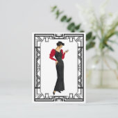 ヴィンテージブラック&レッド1930年代夕べガウン ポストカード (スタンド正面)