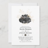 ヴィンテージブラック&金ゴールドフローラリハーサルディナー 招待状 (正面)