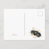 ヴィンテージブラック&金ゴールドフローラ結婚式日付を保存 案内ポストカード (裏面)