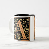 ヴィンテージブラック&金ゴールド文字'A' – マグカップ (正面左)