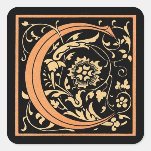 ヴィンテージブラック&金ゴールド文字'C' – ステッカー (正面)