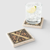 ヴィンテージブラック&金ゴールド文字'X' ストーンコースター (横)