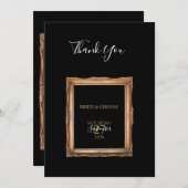 ヴィンテージブラック&金ゴールド結婚ズ サンキューカード (正面/裏面)