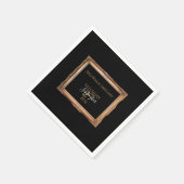 ヴィンテージブラック&金ゴールド結婚ズ スタンダードカクテルナプキン (角)