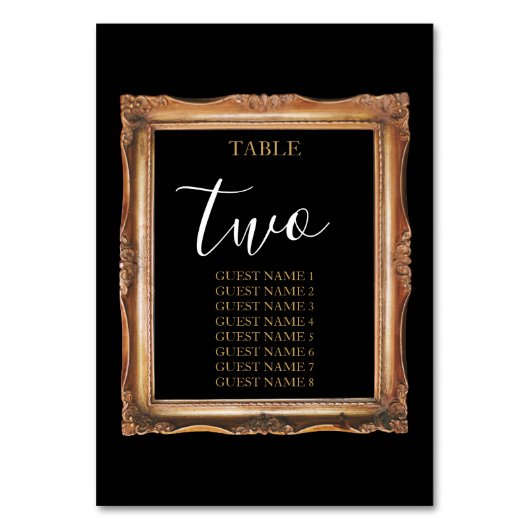 ヴィンテージブラック&金ゴールド結婚ズ テーブルナンバー (正面)