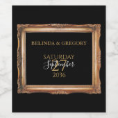 ヴィンテージブラック&金ゴールド結婚ズ ワインラベル (シングルラベル)