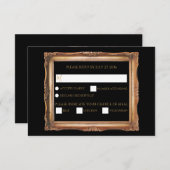 ヴィンテージブラック&金ゴールド結婚ズ 出欠カード (正面/裏面)