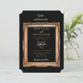 ヴィンテージブラック&金ゴールド結婚ズ 招待状 (スタンド正面)