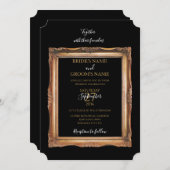 ヴィンテージブラック&金ゴールド結婚ズ 招待状 (正面/裏面)